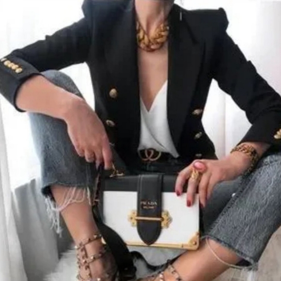 Zara double breasted gold button blazer - Picture 6 of 8